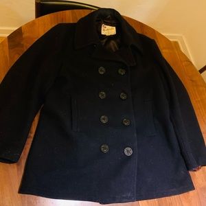 Classic vintage navy wool men’s peacoat
